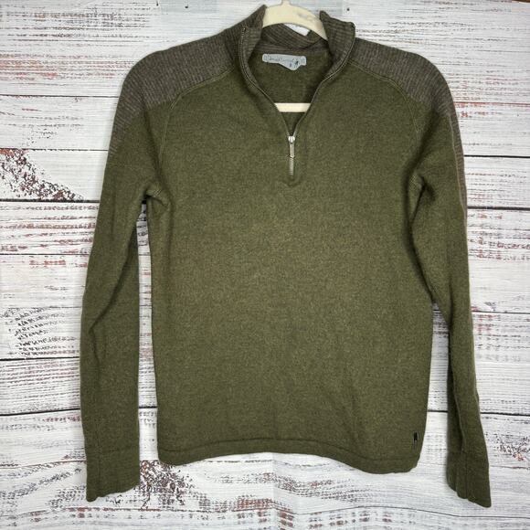 Smartwool 100% Merino Wool Quarter Zip Pullover Sweater Green S - Picture 1 of 7